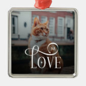 Modern Love Custom Cat Pets Photo Monogram Ornament Aus Metall (Vorne)