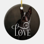 Modern Love Custom Dog Pets Photo Monogram Keramik Ornament (Hinten)