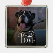 Modern Love Custom Dog Pets Photo Monogram Ornament Aus Metall (Vorne)