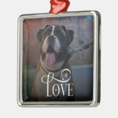 Modern Love Custom Dog Pets Photo Monogram Ornament Aus Metall (Links)