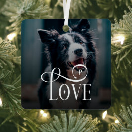 Modern Love Custom Dog Pets Photo Monogram Ornament Aus Metall
