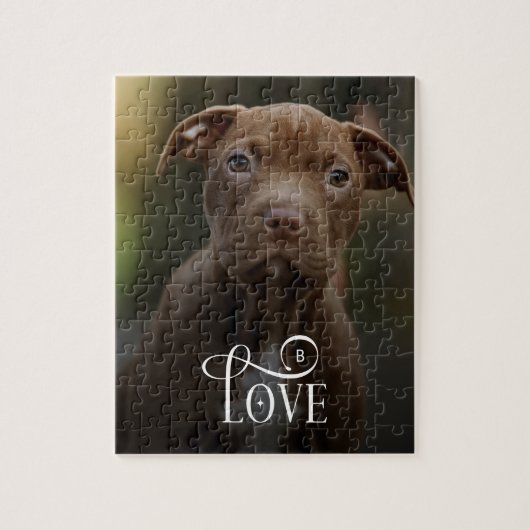 Modern Love Custom Dog Pets Photo Monogram Puzzle (Vertikal)