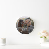 Modern Love Custom Wedding Photo Couples Keepsake Runde Wanduhr (Zuhause)