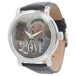 Modern Love Custom Wedding Photo Couples Monogram Armbanduhr