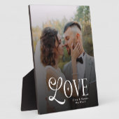 Modern Love Custom Wedding Photo Couples Monogram Fotoplatte (Seite)