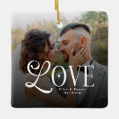 Modern Love Custom Wedding Photo Couples Monogram Keramikornament (Vorderseite)