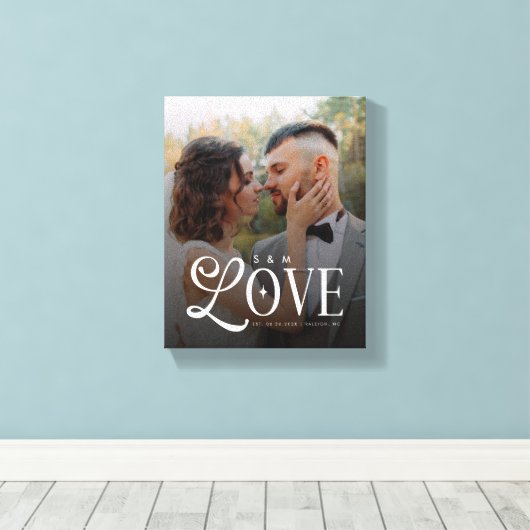Modern Love Custom Wedding Photo Couples Monogram Leinwanddruck (Insitu (Holzboden))