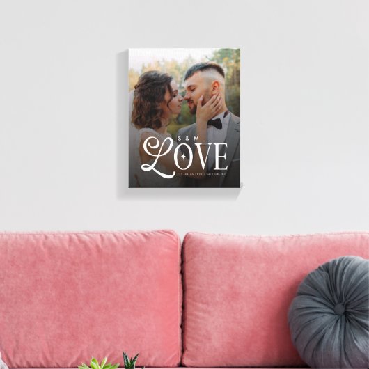 Modern Love Custom Wedding Photo Couples Monogram Leinwanddruck (Insitu (Wohnzimmer))