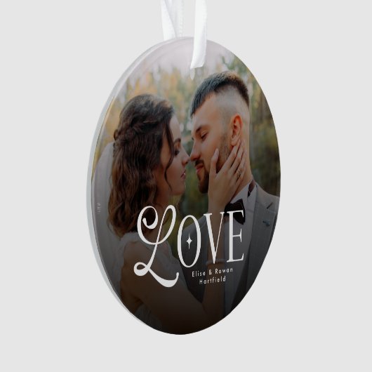Modern Love Custom Wedding Photo Couples Monogram Ornament (Vorderseite)