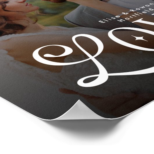 Modern Love Custom Wedding Photo Couples Monogram Poster (Ecke)