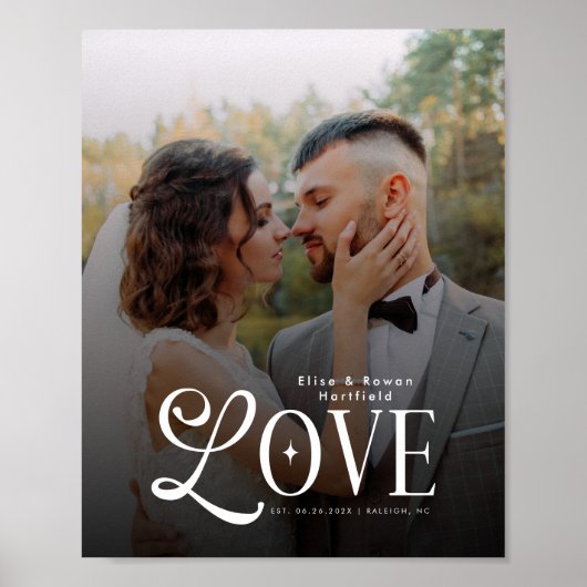 Modern Love Custom Wedding Photo Couples Monogram Poster (Vorne)