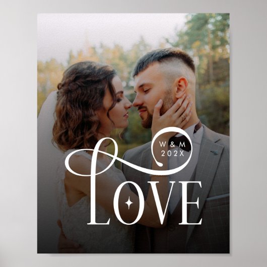 Modern Love Custom Wedding Photo Couples Monogram Poster (Vorne)