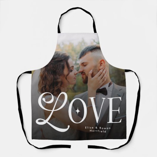Modern Love Custom Wedding Photo Couples Monogram Schürze (Vorderseite)