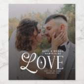 Modern Love Custom Wedding Photo Couples Monogram Weinetikett (Einzelnes Label)
