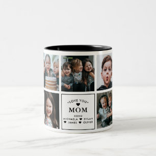 Modern Love Du Mama 9-Foto-Collage-Geschenk Zweifarbige Tasse