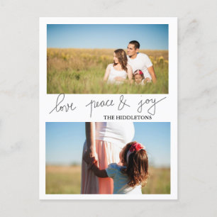Modern Love Frieden Und Freude Ferien Zwei Foto Feiertagspostkarte