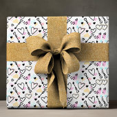 Modern Love Heart Trendy Romantic Doodle Pattern Geschenkpapier