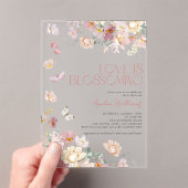 Modern Love is Blossoming Pink Bridal Shower Acryleinladungen (Insitu (Handheld))