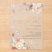 Modern Love is Blossoming Pink Bridal Shower Acryleinladungen (Vorderseite)