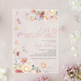 Modern Love is Blossoming Pink Bridal Shower Acryleinladungen