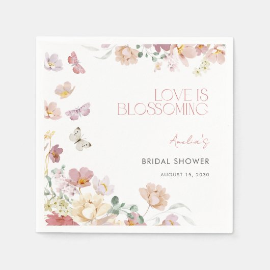 Modern Love is Blossoming Pink Bridal Shower Serviette (Vorderseite)