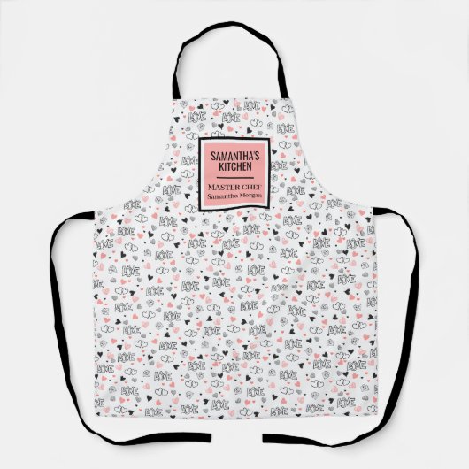 Modern Love Text Sketch Heart Kitchen Apron Schürze (Vorderseite)