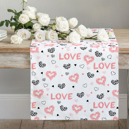 Modern Love Text Sketch Heart Wedding Table Runner Großer Tischläufer