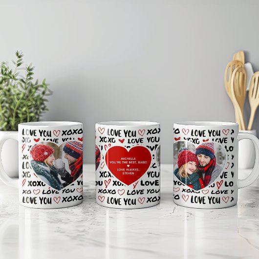 Modern Love You 2 Heart Photos & Personal Message Kaffeetasse