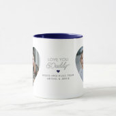 Modern "Love you Daddy/Dad" 2 Heart-Shaped Photos Tasse (Zentrum)