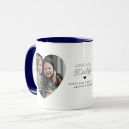 Modern "Love you Daddy/Dad" 2 Heart-Shaped Photos Tasse