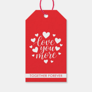 Modern Love You More Zitat   Weiße Herzen Geschenkanhänger