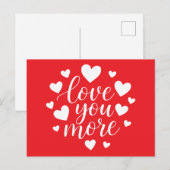 Modern Love You More Zitat | Weiße Herzen Postkarte (Vorne/Hinten)