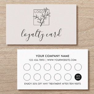 Modern Loyalty Card Logo 10 Slots Hellweiß Visitenkarte