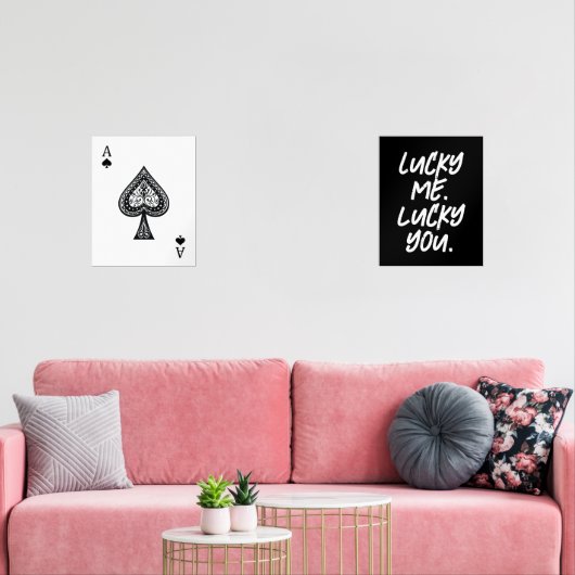 Modern Lucky Ace Playing Cards Black & White Bilderwand Sets (Wohnzimmer)