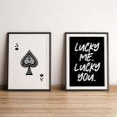 Modern Lucky Ace Playing Cards Black & White Bilderwand Sets