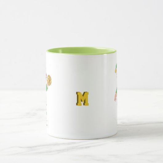Modern Lucky Elf with Calligraphy & Monogram Tasse (Zentrum)