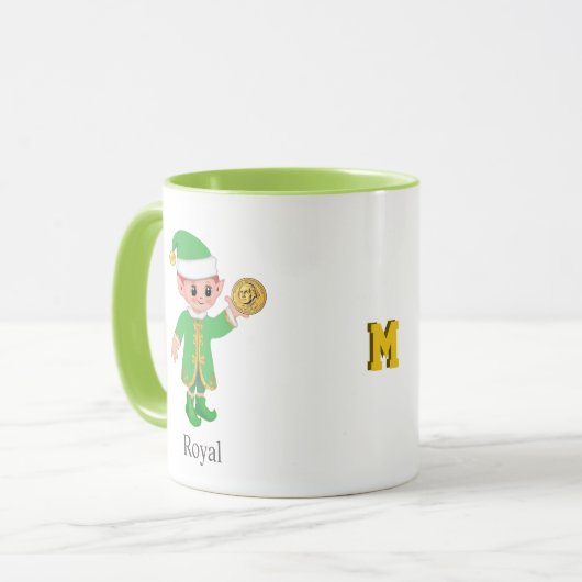 Modern Lucky Elf with Calligraphy & Monogram Tasse (Vorderseite Links)