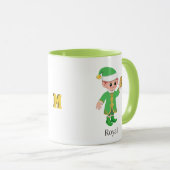 Modern Lucky Elf with Calligraphy & Monogram Tasse (VorderseiteRechts)