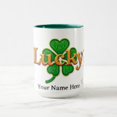 Modern Lucky Green Patterned Shamrock Tasse (Zentrum)
