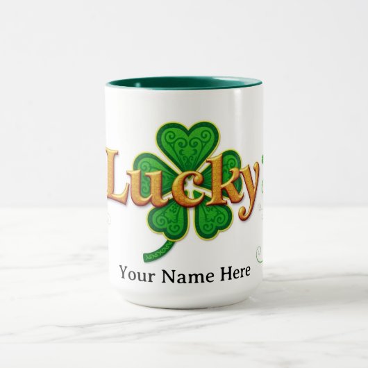 Modern Lucky Green Patterned Shamrock Tasse (Zentrum)