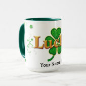 Modern Lucky Green Patterned Shamrock Tasse (Vorderseite Links)