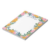 Modern Lush Pink & Yellow Floral Frame Notizblock (Rotiert)