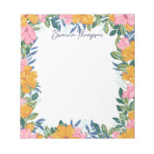 Modern Lush Pink & Yellow Floral Frame Notizblock (Vorderseite)