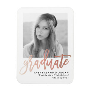 Modern Luxe Abschluss Foto Magnet in Rose Gold