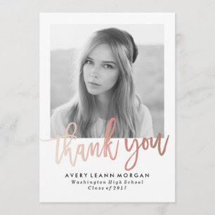 Modern Luxe Abschluss Vielen Dank Foto Card Dankeskarte