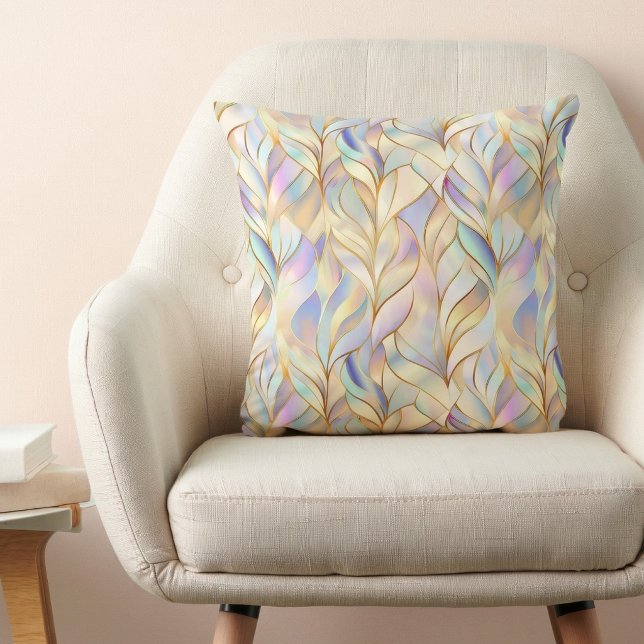 Modern Luxe Abstract Pattern Throw Pillow Kissen (elegant chic glam modern iridescent pastel pink purple blue pattern throw pillow)