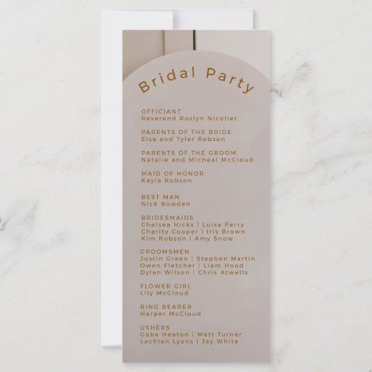 Modern Luxe Arch Wedding Program | Neutral Beige  (Rückseite)
