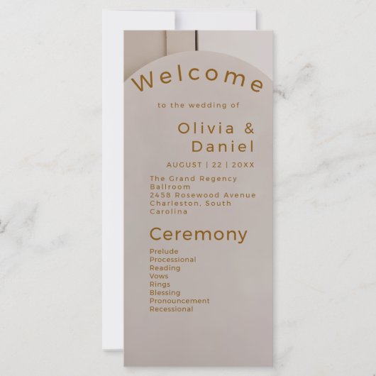 Modern Luxe Arch Wedding Program | Neutral Beige  (Vorderseite)