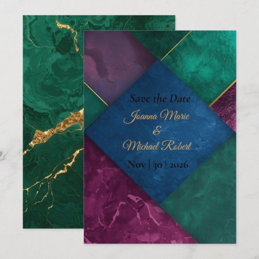 Modern Luxe Save The Date Card (Vorne/Hinten)