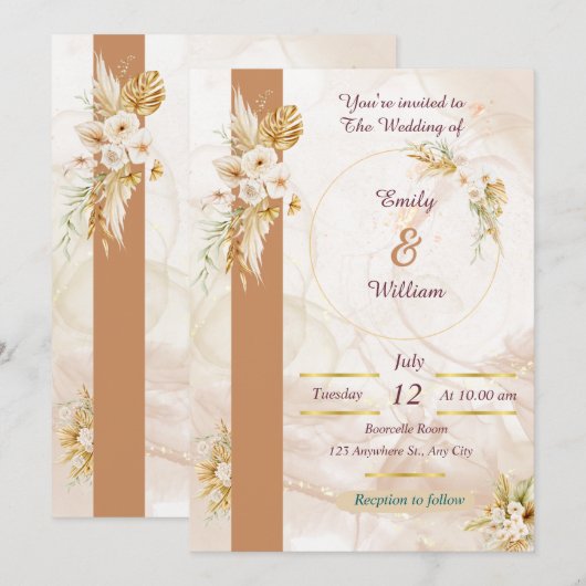 Modern Luxe Wedding Invitation Einladung (Vorne/Hinten)